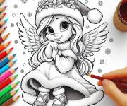Coloriage Colorie cette belle ange de Noel