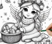 Coloriage Compl&eacute;tez &agrave; colorier cette belle ange de Noel