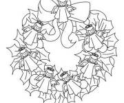 Coloriage Couronne de figurines d'ange de Noel