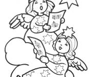 Coloriage Deux anges de Noel en chantant