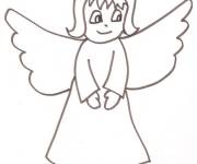 Coloriage Fille ange de noel dessin&eacute; par le crayon