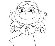 Coloriage Fille ange de noel pleine de joie