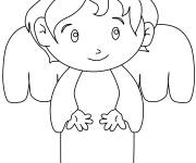 Coloriage Gar&ccedil;on ange de Noel avec le regard mignon