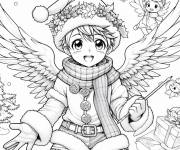 Coloriage Gar&ccedil;on ange de Noel style d'anime