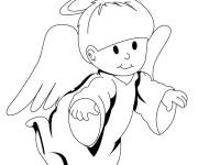 Coloriage Gar&ccedil;on ange de Noel trop mignon
