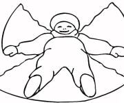 Coloriage Gar&ccedil;on qui semble a un ange de noel sur la neige
