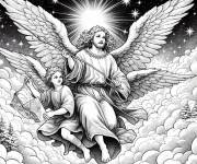 Coloriage Homme ange de Noel imprimable