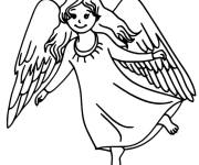 Coloriage Jeune fille ange de Noel