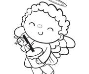 Coloriage L'ange de No&euml;l nous apporte la joie de la fete
