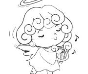 Coloriage La mignonne ange de Noel en toute beaut&eacute;