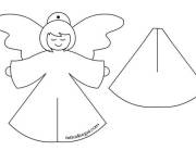 Coloriage Mod&egrave;le ange de Noel pour d&eacute;coupage et assemblage 