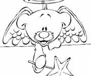Coloriage Ourson mignon comme anges de Noel