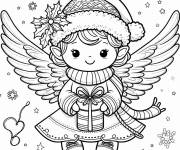Coloriage Page de coloriage fille ange pour la f&ecirc;te de Noel