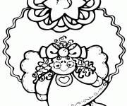 Coloriage Petit ange de Noel avec des d&eacute;corations de fleurs