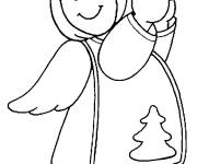 Coloriage Petit ange de No&euml;l avec une grosse &eacute;toile