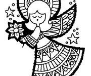 Coloriage Petit ange de Noel en noir et blanc pour enfants