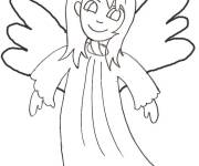Coloriage Petite fille ange de noel au crayon facile