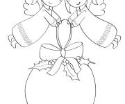 Coloriage Petites anges de Noel avec une boule