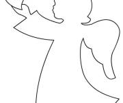 Coloriage Silhouette d'ange de Noel facile tenant un c&oelig;ur