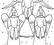Coloriage Trois anges de Noel adulte en chantant la pri&egrave;re