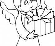 Coloriage Ange et cadeau Noel