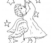 Coloriage Ange et étoiles