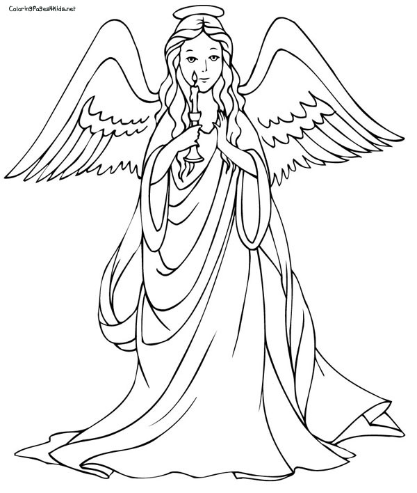 Coloriage Ange porte une bougie dessin gratuit à imprimer