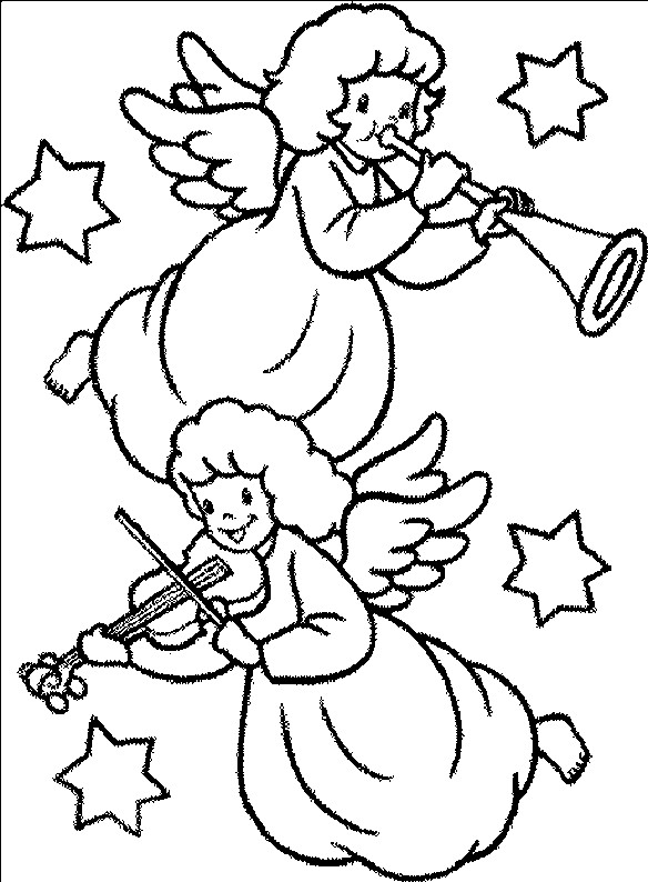 Coloriage et dessins gratuits Dessin d'anges de Noel à imprimer