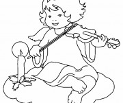 Coloriage Petite Ange joue du violon