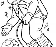 Coloriage Astronaute dans l'univers