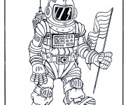 Coloriage Astronaute et drapeau américain