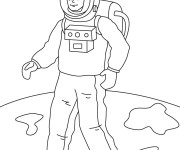 Coloriage Astronaute sur une planète