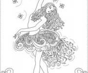 Coloriage Ballerine en robe magnifique
