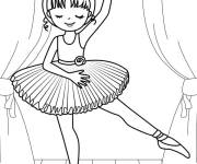 Coloriage Ballerine mignonne sur scène