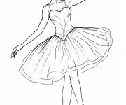 Coloriage Danseuse classique en tutu sur sc&egrave;ne