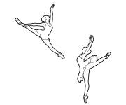 Coloriage Deux Ballerines en dansant