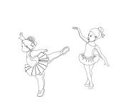 Coloriage Deux filles danseuses de ballet