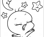 Coloriage Baby Looney Tunes a envie dormir