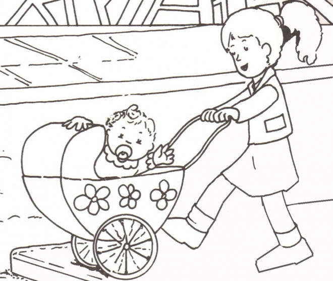 Coloriage Bébé Dans Sa Poussette Dessin Gratuit à Imprimer