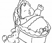 Coloriage et dessins gratuit Bébé dormant près de son lapin à imprimer