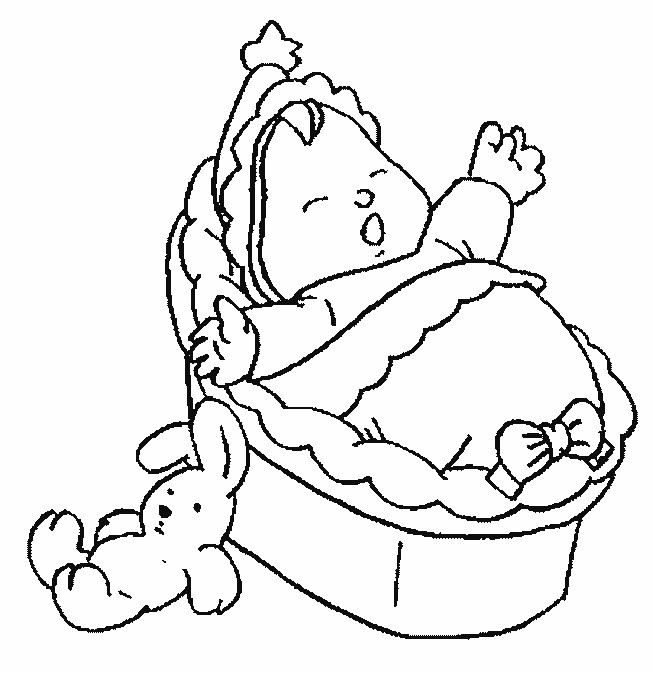 Coloriage Bebe Dormant Pres De Son Lapin