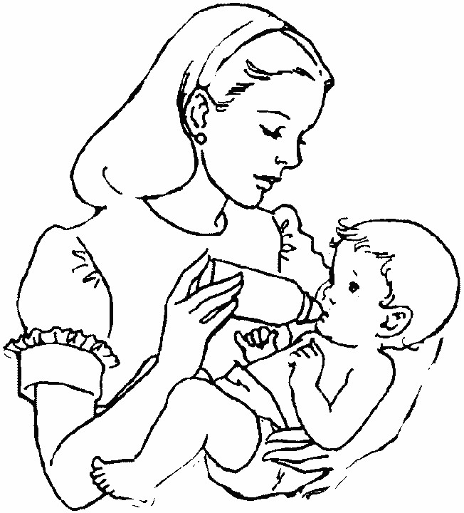 Coloriage et dessins gratuits Bébé et Maman à imprimer