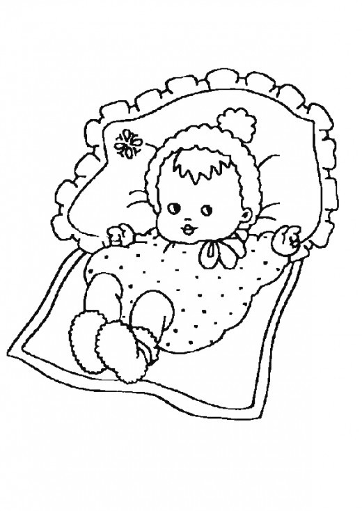 Coloriage Bébé Fille Sur Le Lit Dessin Gratuit à Imprimer