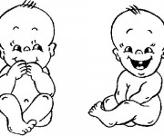 Coloriage B&eacute;b&eacute; jumeaux rigolo