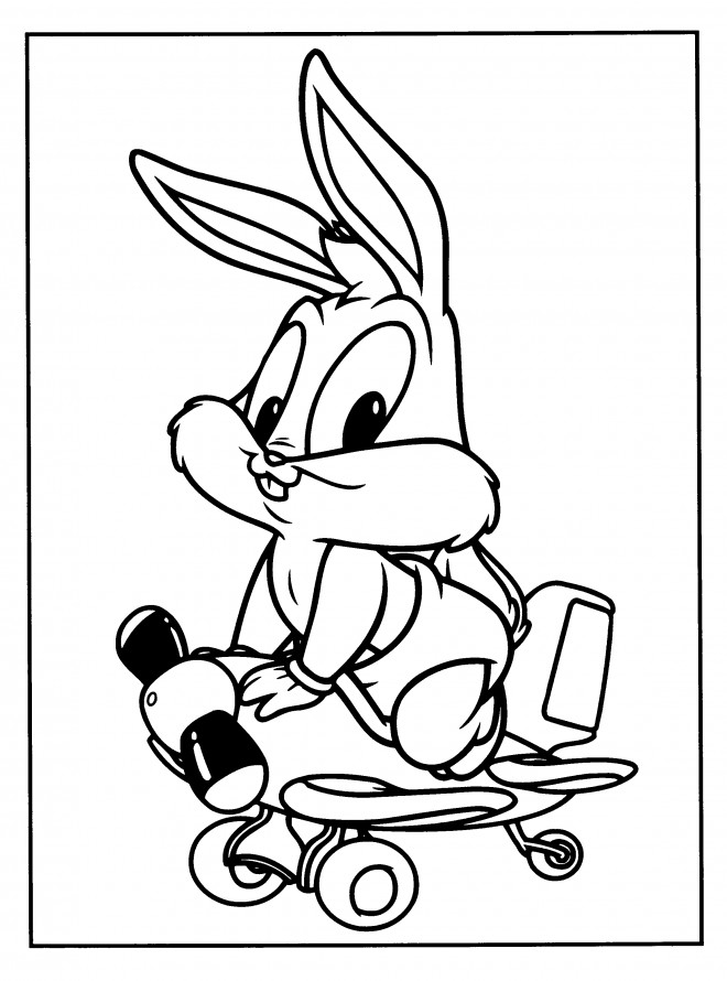 Coloriage et dessins gratuits Bébé lapin sur son avion à imprimer