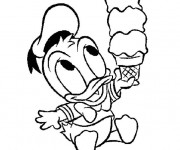 Coloriage Donald Duck b&eacute;b&eacute; aime la glace