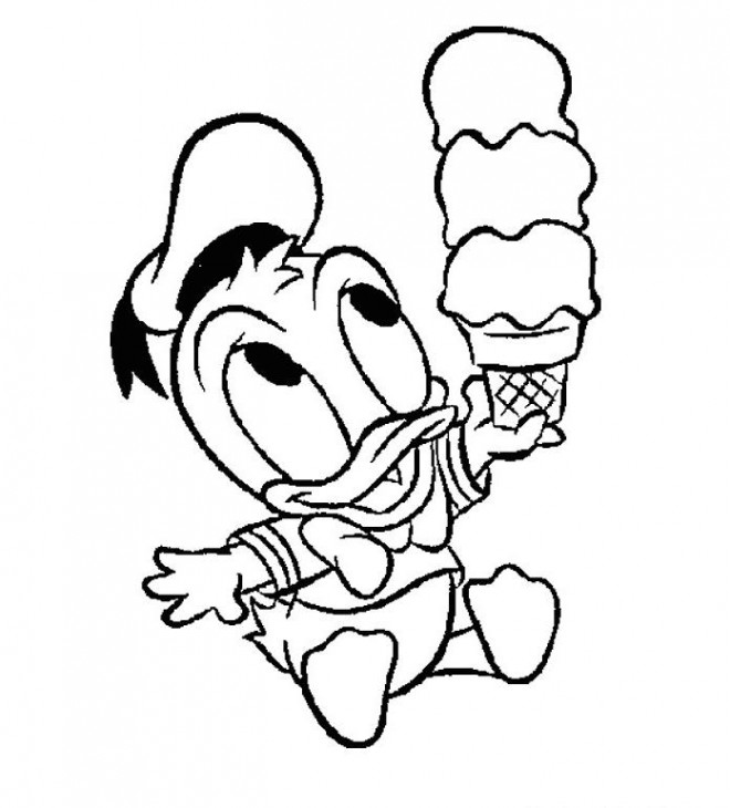 Coloriage et dessins gratuits Donald Duck bébé aime la glace à imprimer