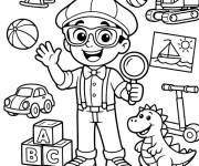 Coloriage Blippi a beaucoup de jouets