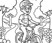 Coloriage Blippi &agrave; v&eacute;lo dans la compagne