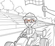 Coloriage Blippi au course de karting